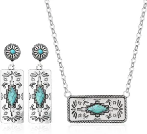 Western Jewelry Set for Women with Turquoise Earrings Country Concert Outfit Accessories Boho Dresses 2025