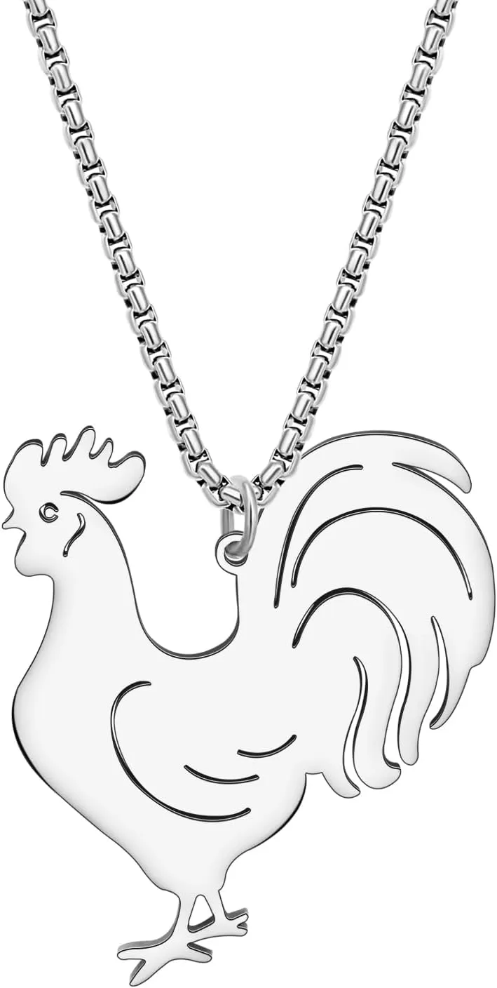 WEVENI Stainless Steel Dainty Chicken Necklace Hen Rooster Pendant Chain Fashion Jewelry Novelty Gifts For Women Ladies