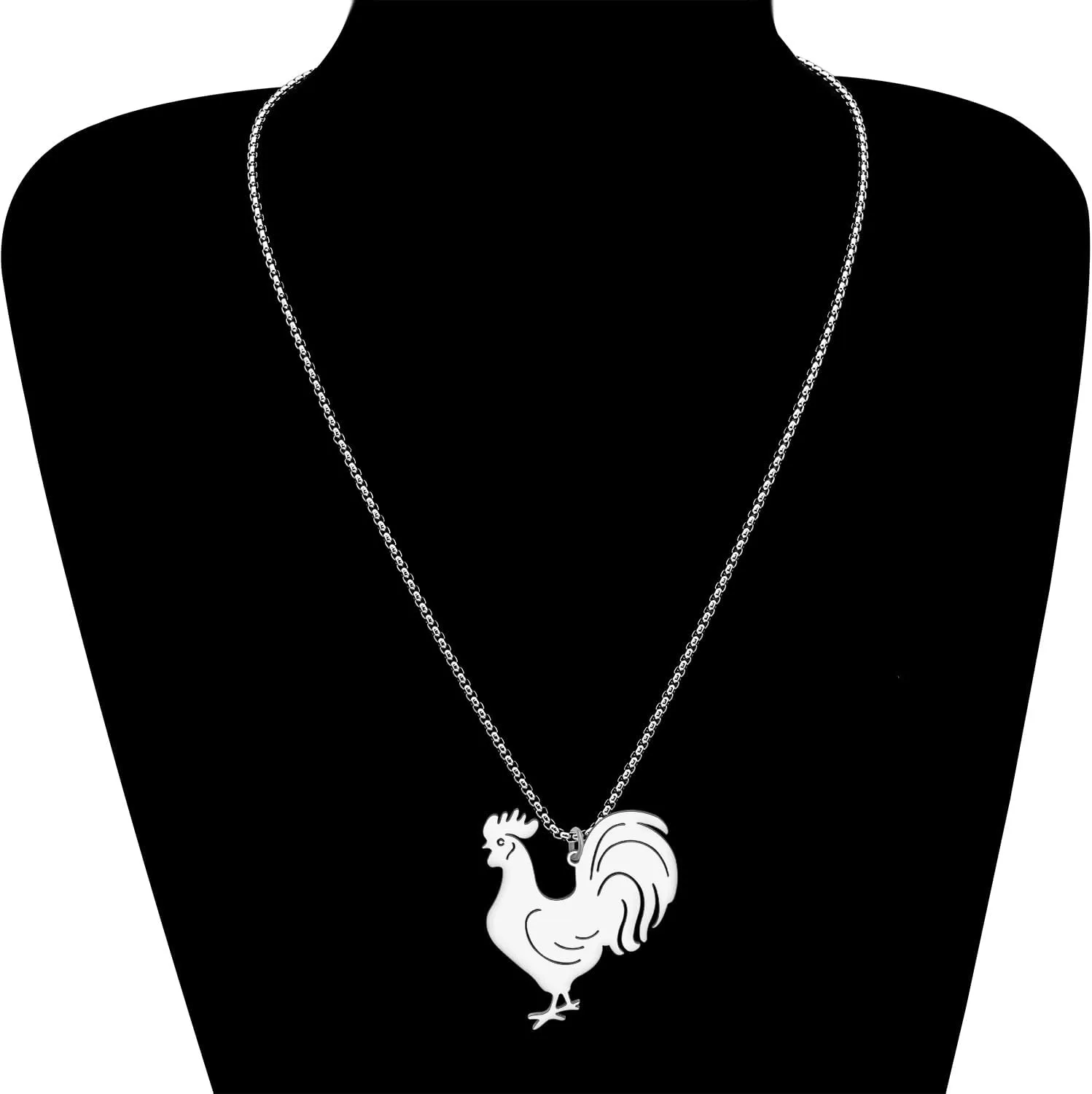 WEVENI Stainless Steel Dainty Chicken Necklace Hen Rooster Pendant Chain Fashion Jewelry Novelty Gifts For Women Ladies