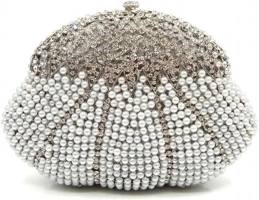 Women Evening Party Handbag Purses Clutch Bridal Wedding Party Pearl Crystal Purses