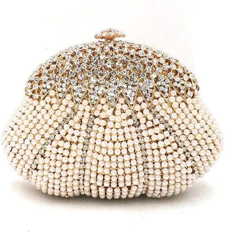 Women Evening Party Handbag Purses Clutch Bridal Wedding Party Pearl Crystal Purses