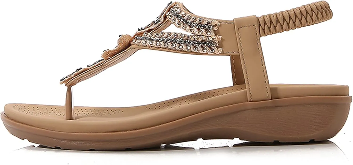 Women Flip Flops Arch Support Slingback Sandals Beach Shoes Ankle Strap Thong Elastic Flat Sandals Flat Sandals