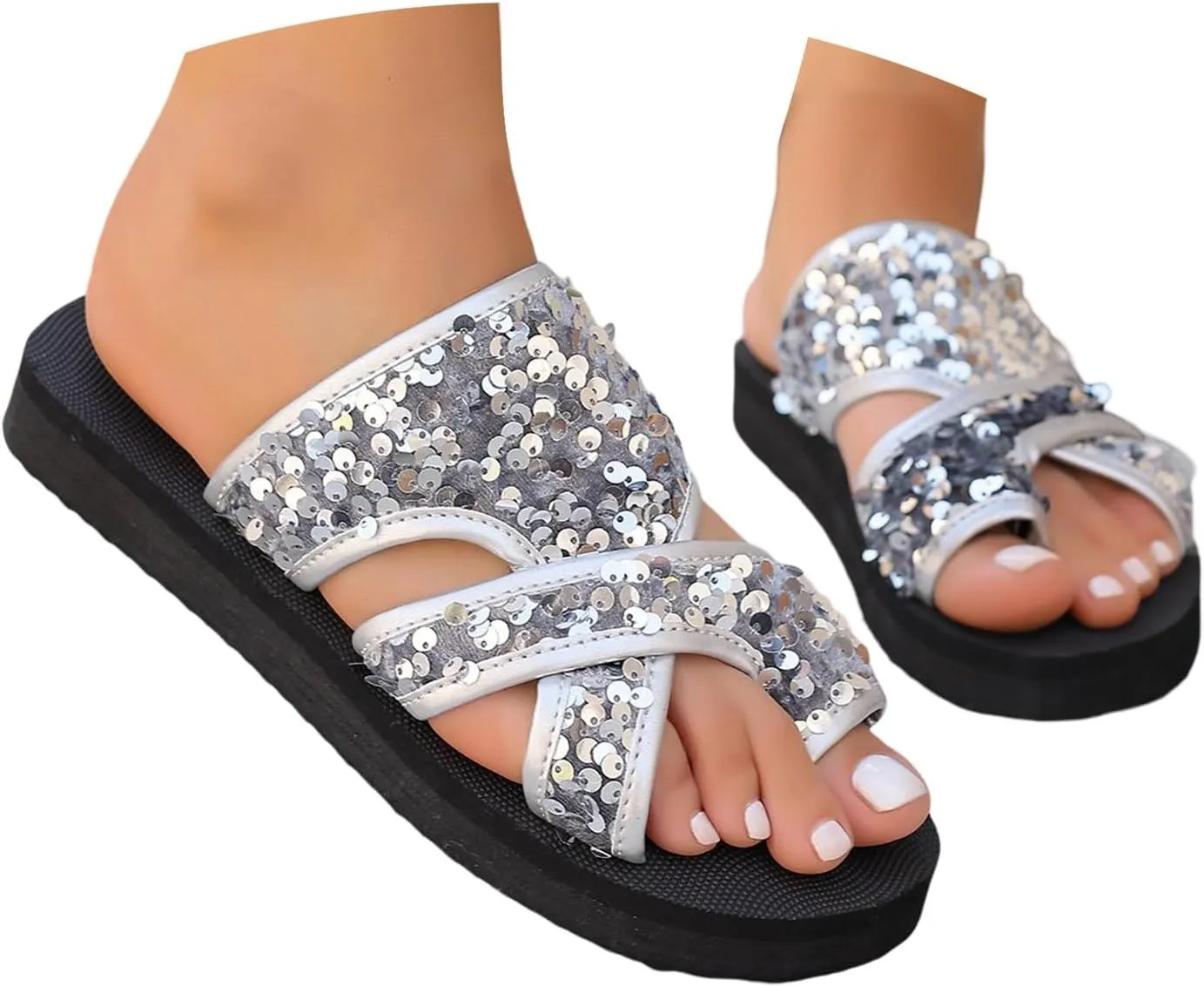 Women Platform Sandals Comfortable Breathable Mesh Flip Flops Beach, Hollow Wedges Slide Sandals, Orthopedic Slip On Shoes