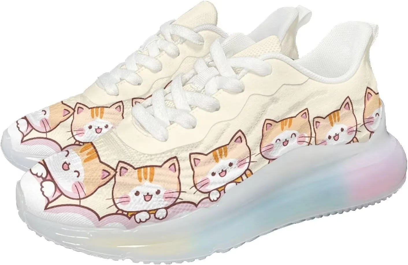Womens Air Cushion Sneakers Lightweight Comfort Walking Shoes Casual Breathable House Shoes for Athletic Size 6-11 White Sole