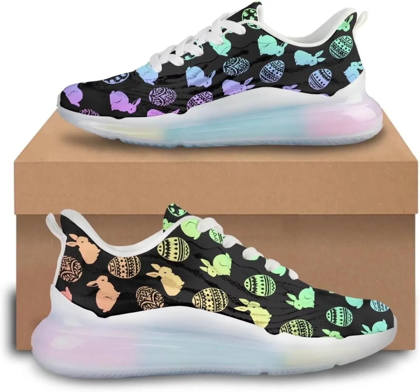 Womens Air Cushion Sneakers Lightweight Comfort Walking Shoes Casual Breathable House Shoes for Athletic Size 6-11 White Sole