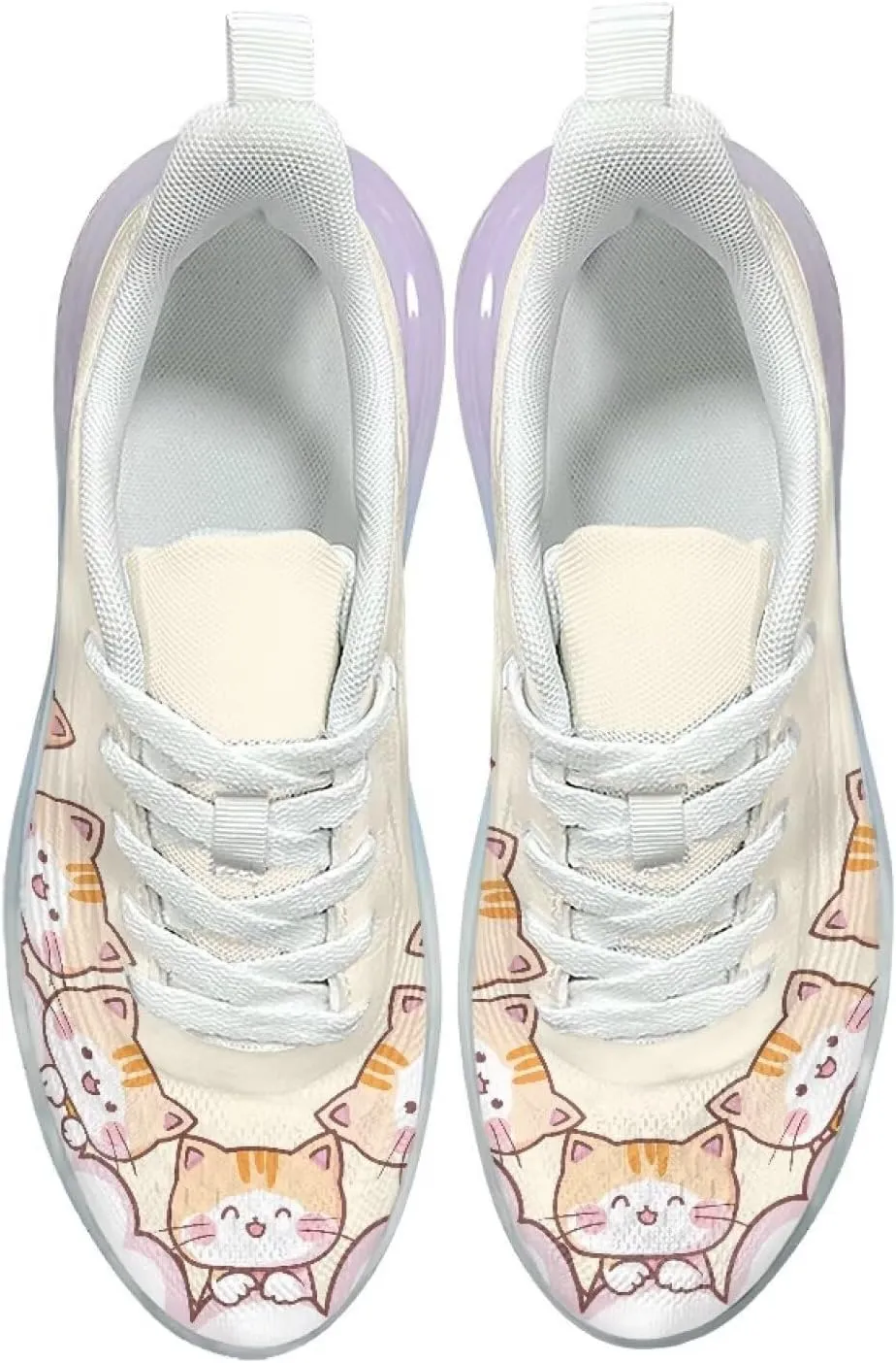 Womens Air Cushion Sneakers Lightweight Comfort Walking Shoes Casual Breathable House Shoes for Athletic Size 6-11 White Sole