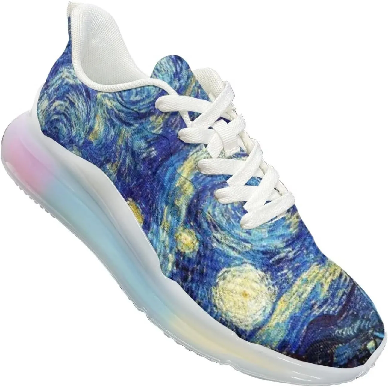 Womens Air Cushion Sneakers Lightweight Comfort Walking Shoes Casual Breathable House Shoes for Athletic Size 6-11 White Sole