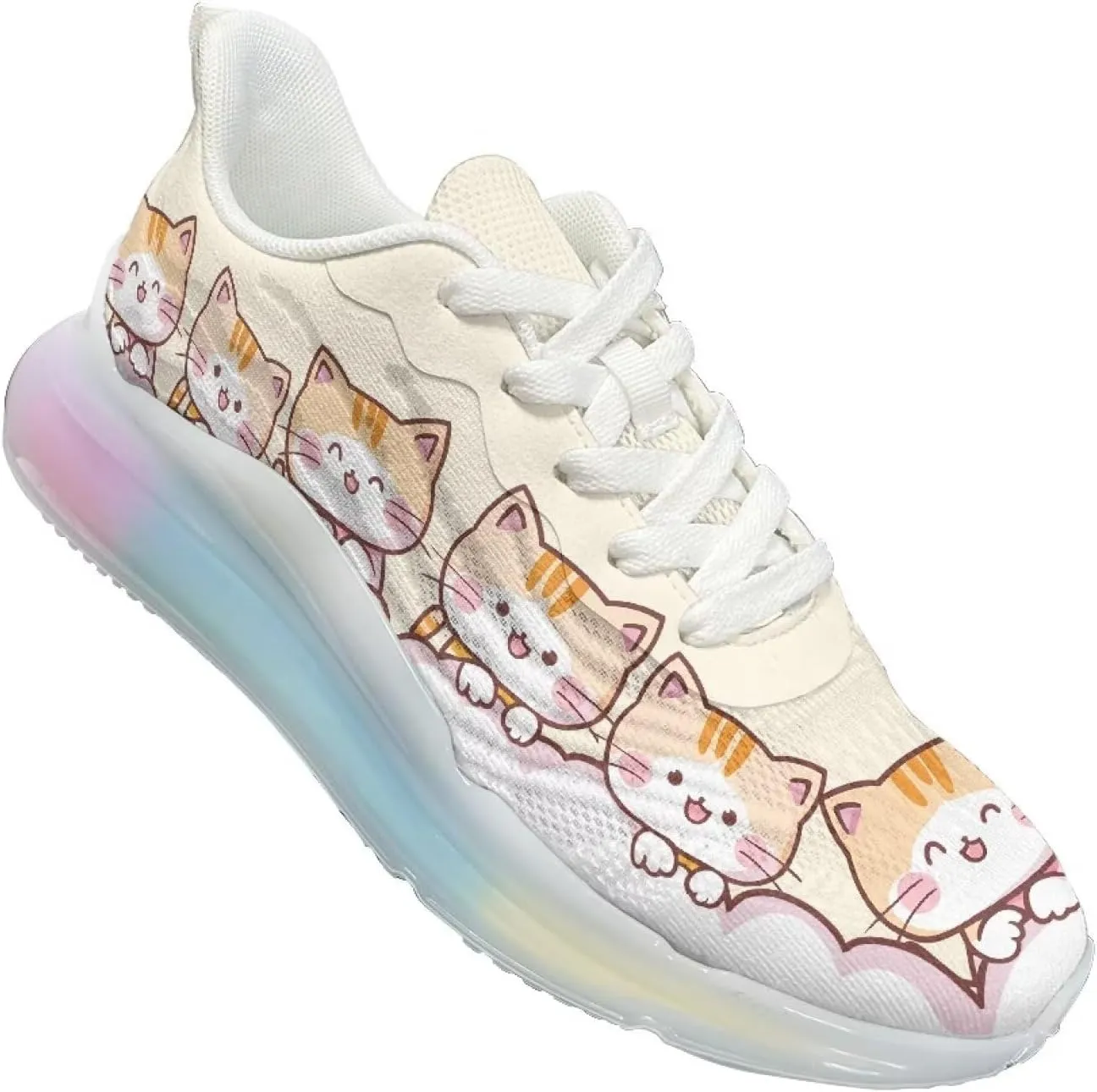 Womens Air Cushion Sneakers Lightweight Comfort Walking Shoes Casual Breathable House Shoes for Athletic Size 6-11 White Sole