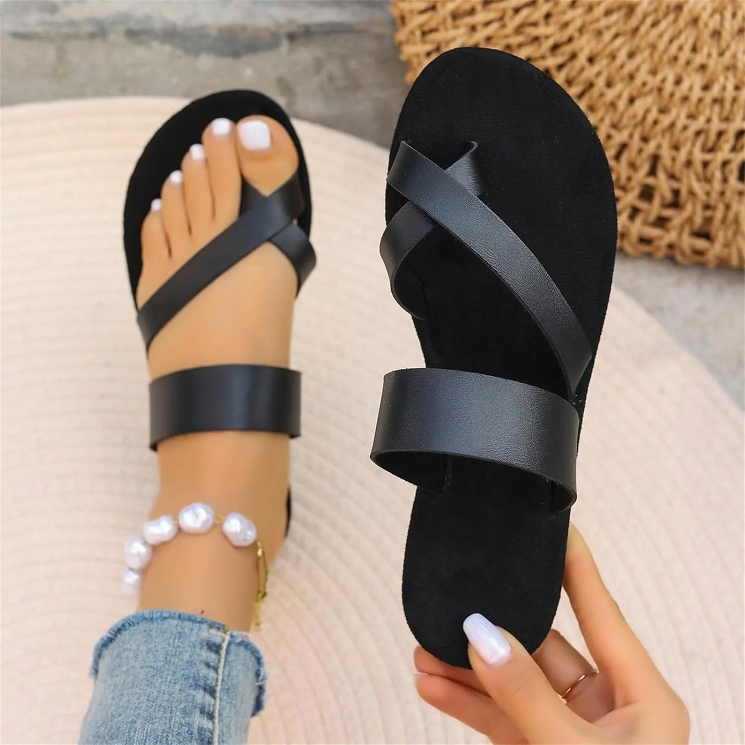 Women'S Beach Sandals Hollow Casual Slippers Flat Shoes Sandals Womens Dress Sandals Size 8