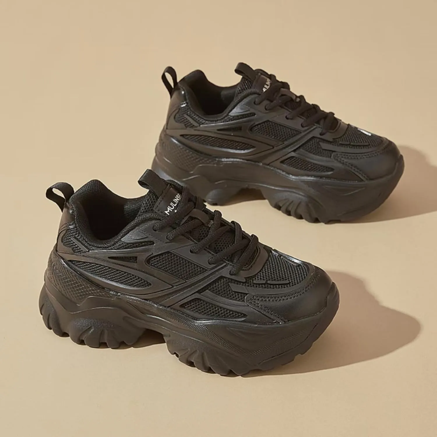 Womens Breathable Mesh Platform Chunky Sneakers Fashion Lace Up Non-Slip Shoes Casual Dad Walking Driving Travel Shoes