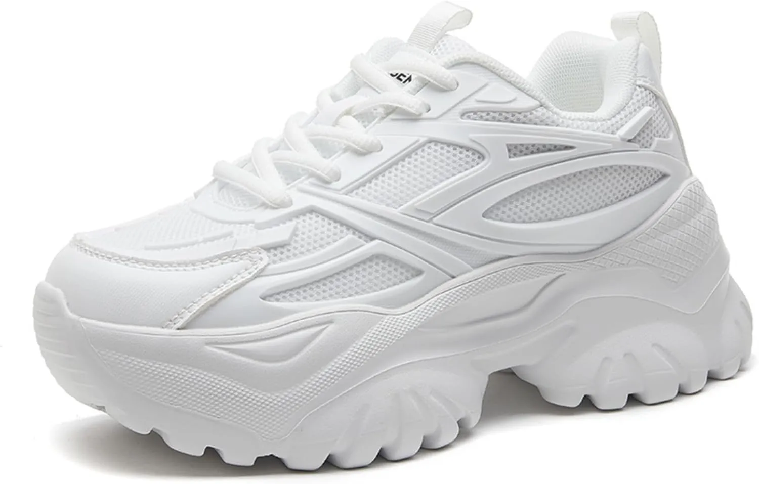 Womens Breathable Mesh Platform Chunky Sneakers Fashion Lace Up Non-Slip Shoes Casual Dad Walking Driving Travel Shoes