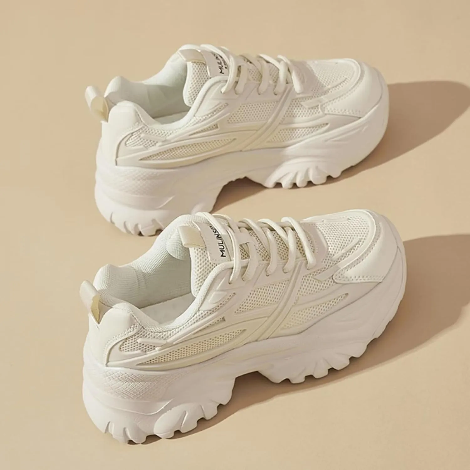 Womens Breathable Mesh Platform Chunky Sneakers Fashion Lace Up Non-Slip Shoes Casual Dad Walking Driving Travel Shoes