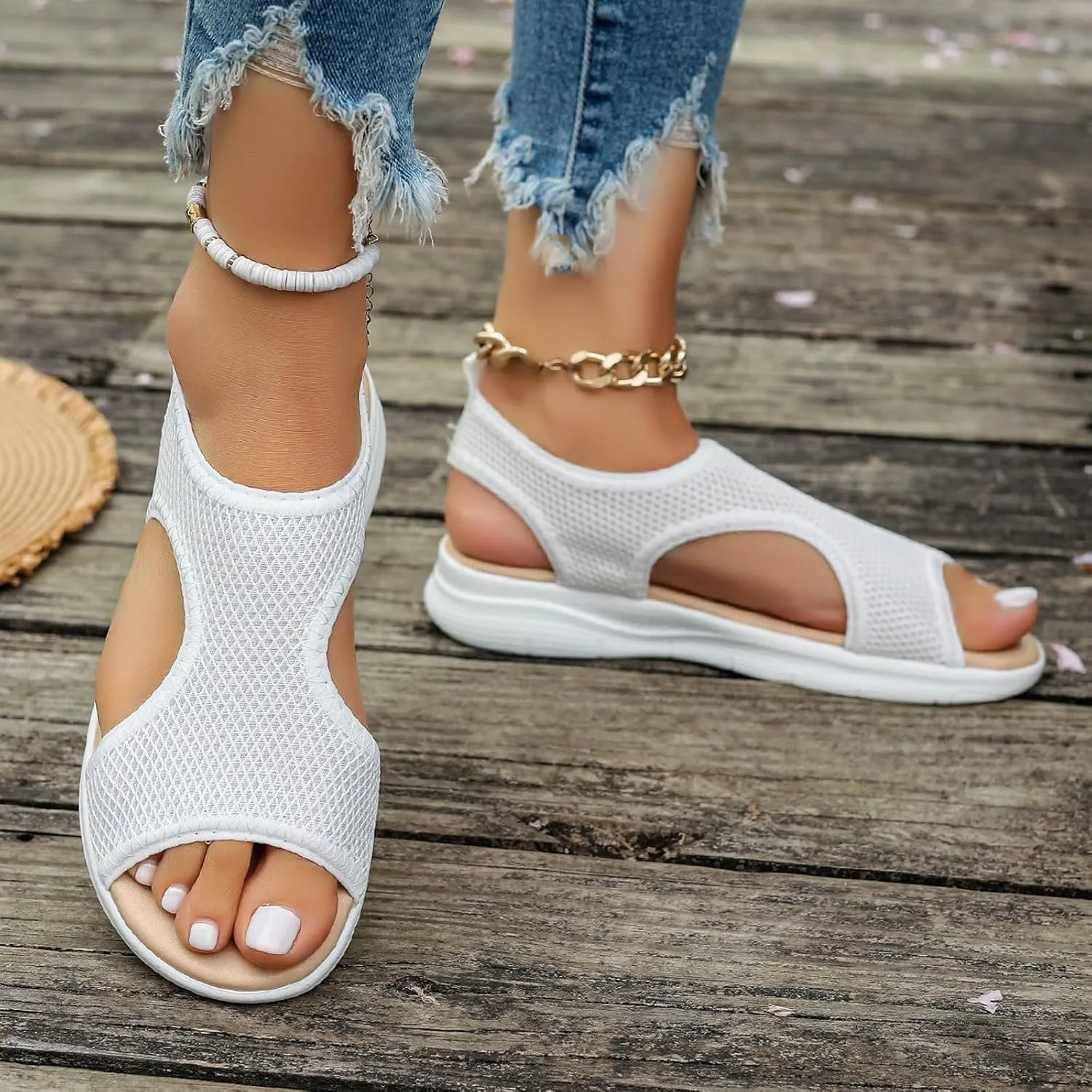 Women's Breathable Orthopedic Sandals Comfortable Walking Tennis Shoes Sandals Arch Support Wide Summer Shoes