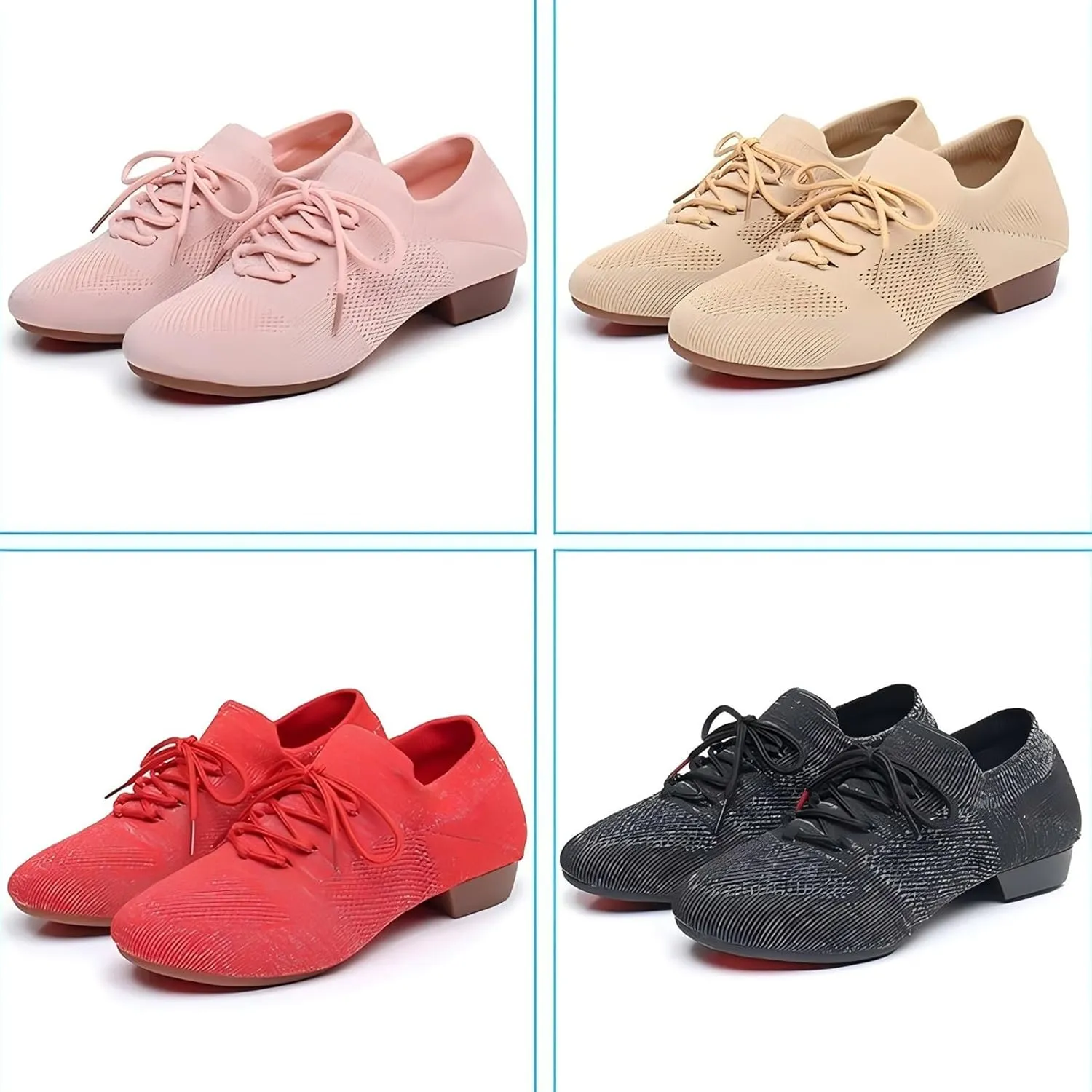 Women's Dance Shoes Closed Toe Lace-up Split-Sole Standard Practice Social Salsa Ballroom Latin Jazz Beginner Teaching Dance Shoes