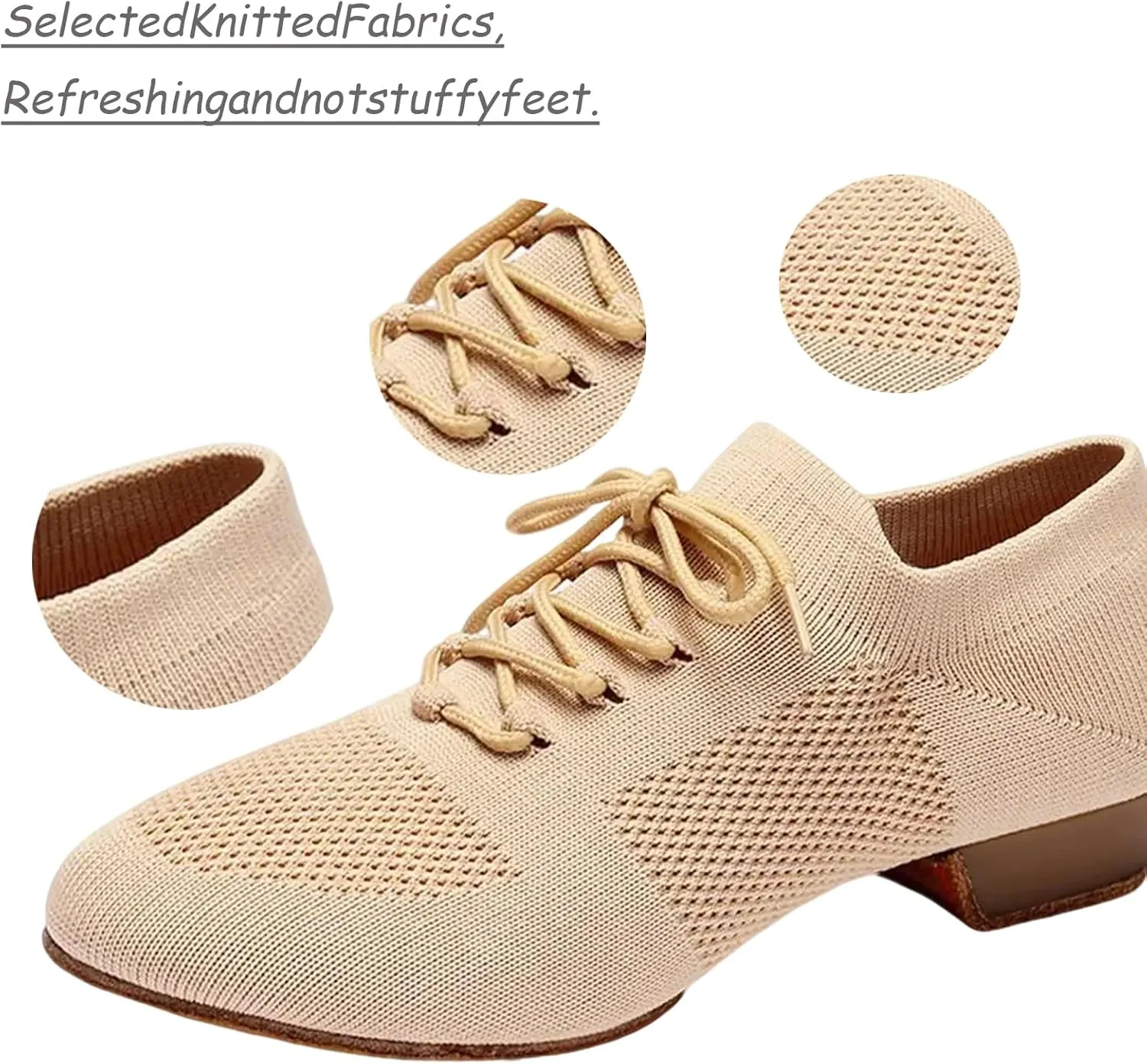 Women's Dance Shoes Closed Toe Lace-up Split-Sole Standard Practice Social Salsa Ballroom Latin Jazz Beginner Teaching Dance Shoes