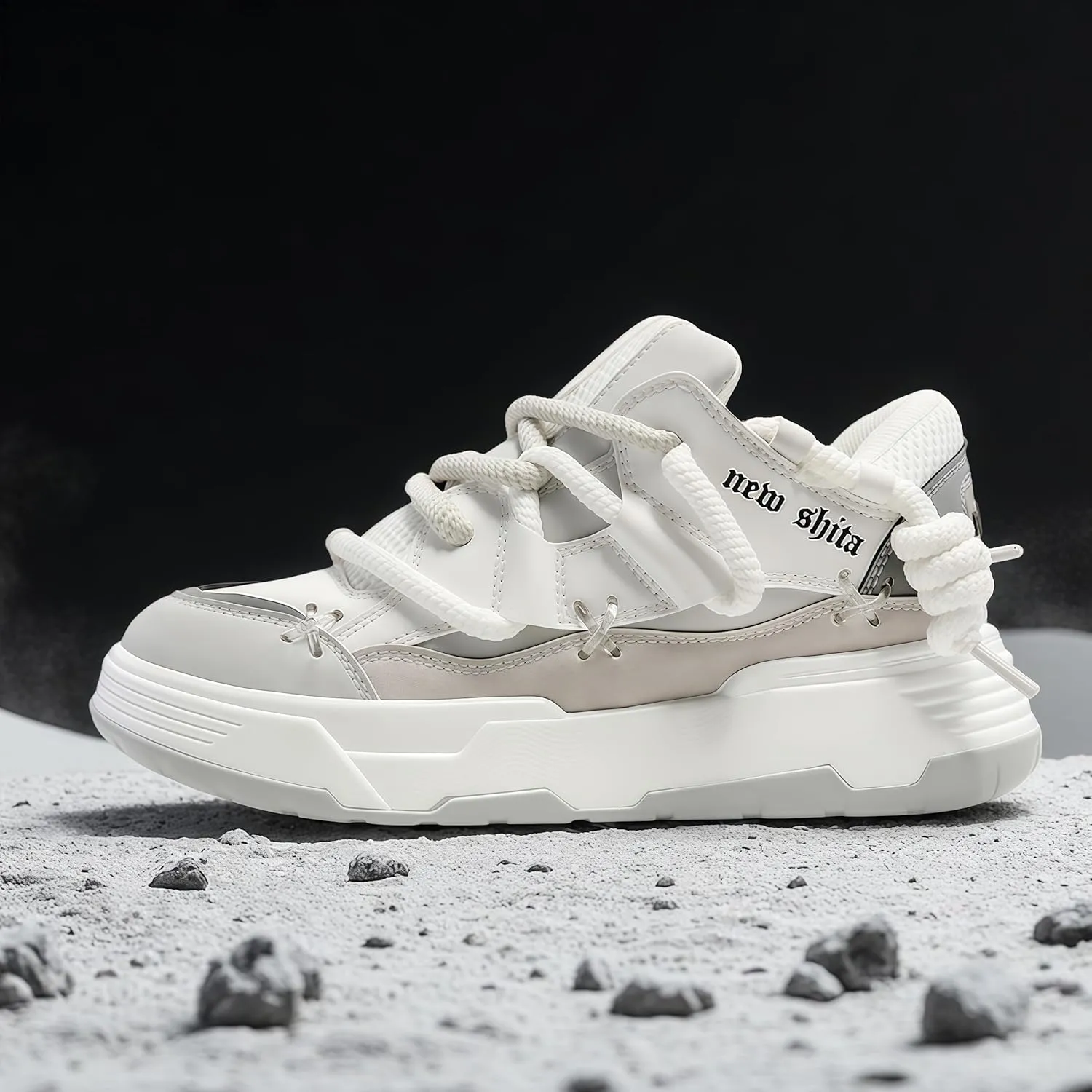 Womens Faux Leather Fashion Platform Chunky Sneakers Lightweight Breathable Height Increasing Unisex Casual Walking Tennis Running Shoes
