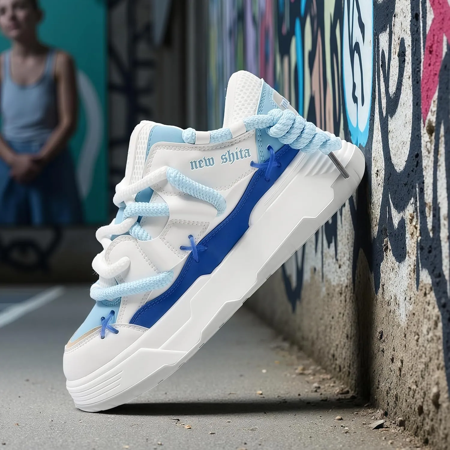 Womens Faux Leather Fashion Platform Chunky Sneakers Lightweight Breathable Height Increasing Unisex Casual Walking Tennis Running Shoes