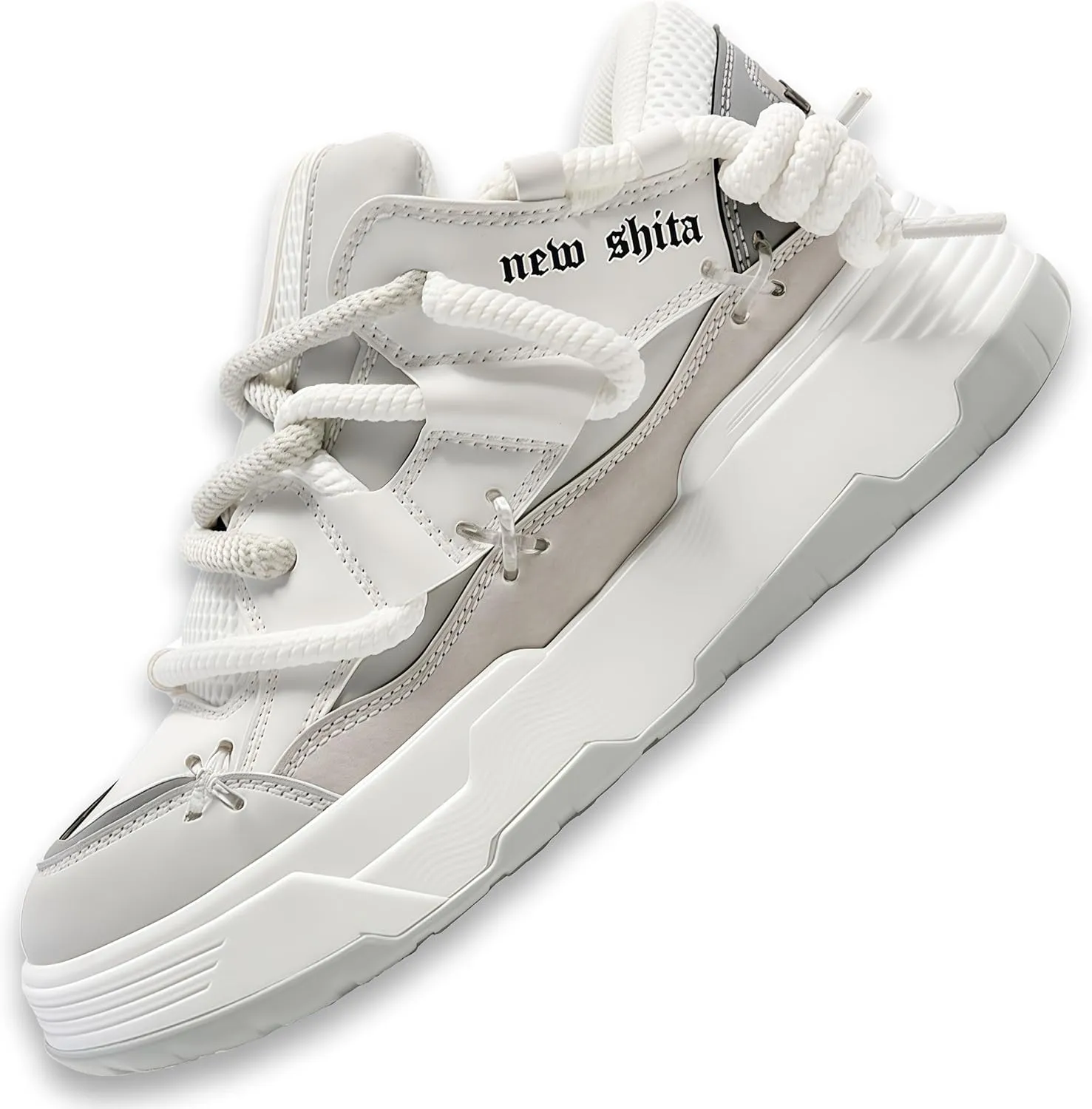 Womens Faux Leather Fashion Platform Chunky Sneakers Lightweight Breathable Height Increasing Unisex Casual Walking Tennis Running Shoes
