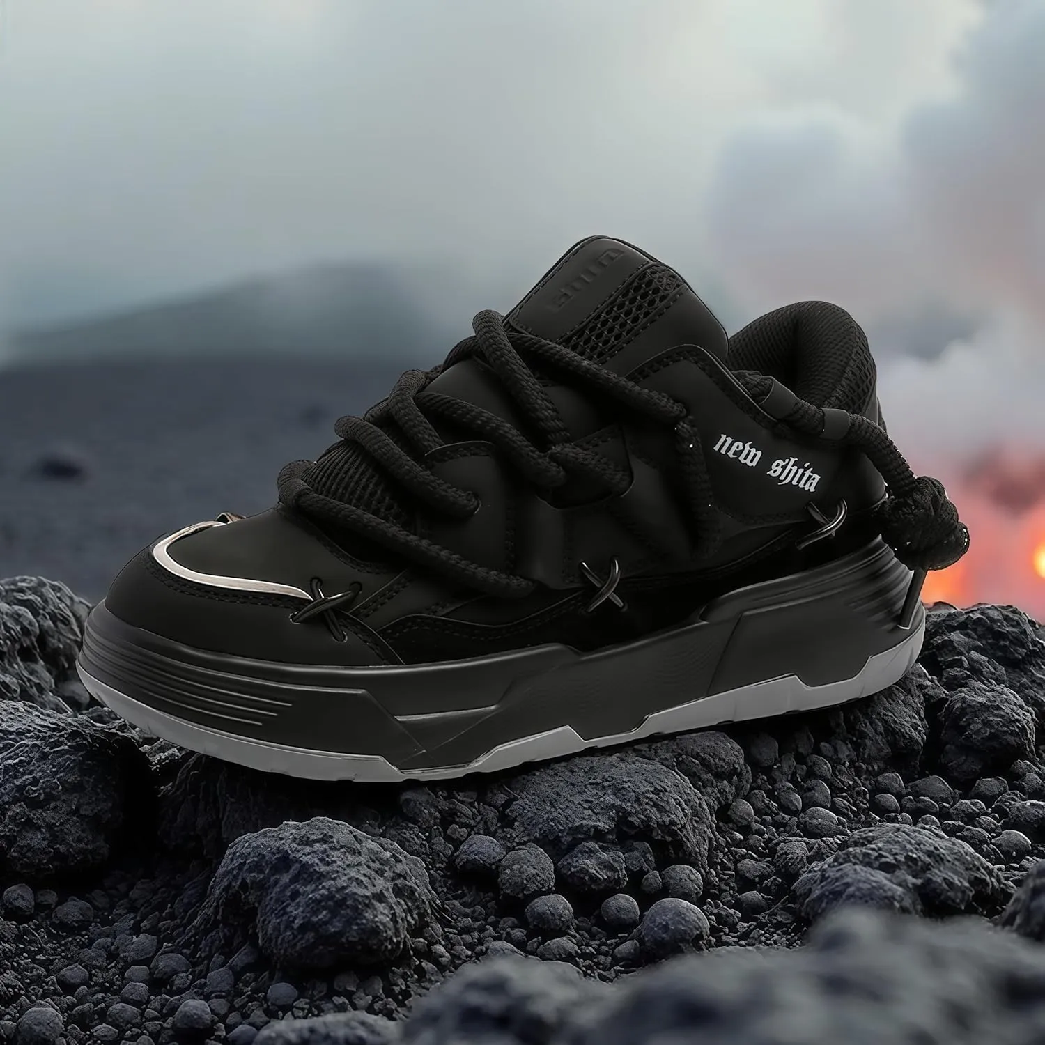 Womens Faux Leather Fashion Platform Chunky Sneakers Lightweight Breathable Height Increasing Unisex Casual Walking Tennis Running Shoes
