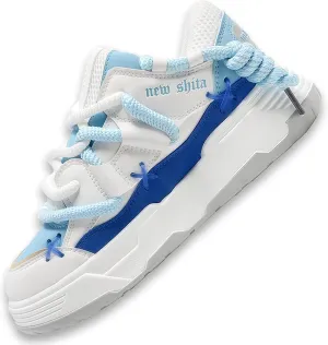 Womens Faux Leather Fashion Platform Chunky Sneakers Lightweight Breathable Height Increasing Unisex Casual Walking Tennis Running Shoes