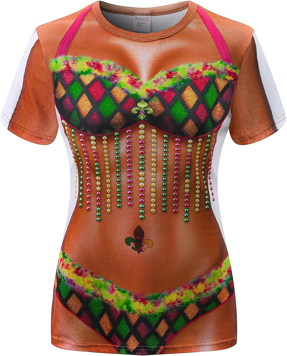 Womens Festival Bikini Printed Short Sleeve Costume T-Shirts
