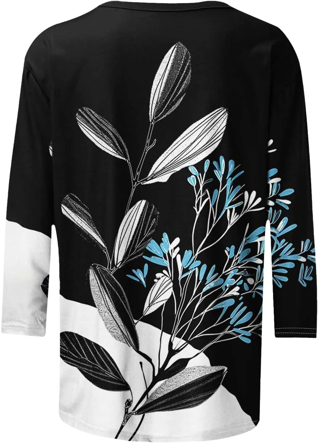 Women's Floral Tops Casual Loose 3/4 Sleeve Tshirts 2024 Summer Round Neck Dressy Blouse for Business Work Streetwear