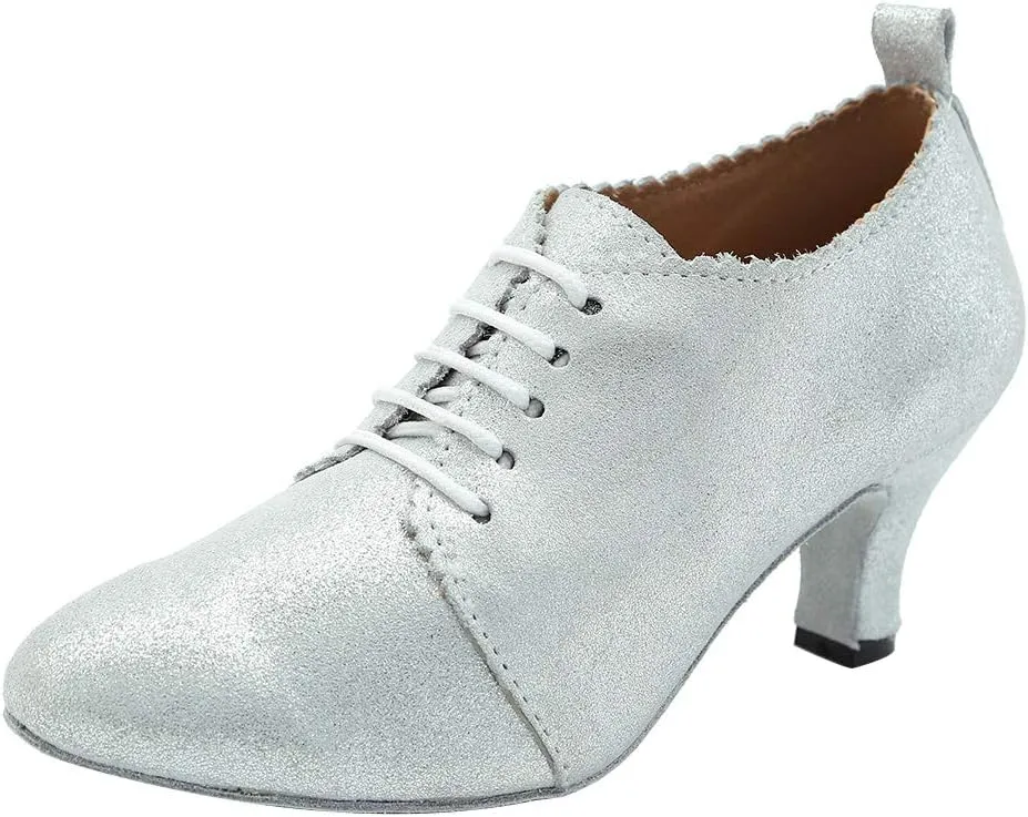 Women's Leather Closed Toe Modern Lace-up Latin Practice Professional Dance Shoes L229