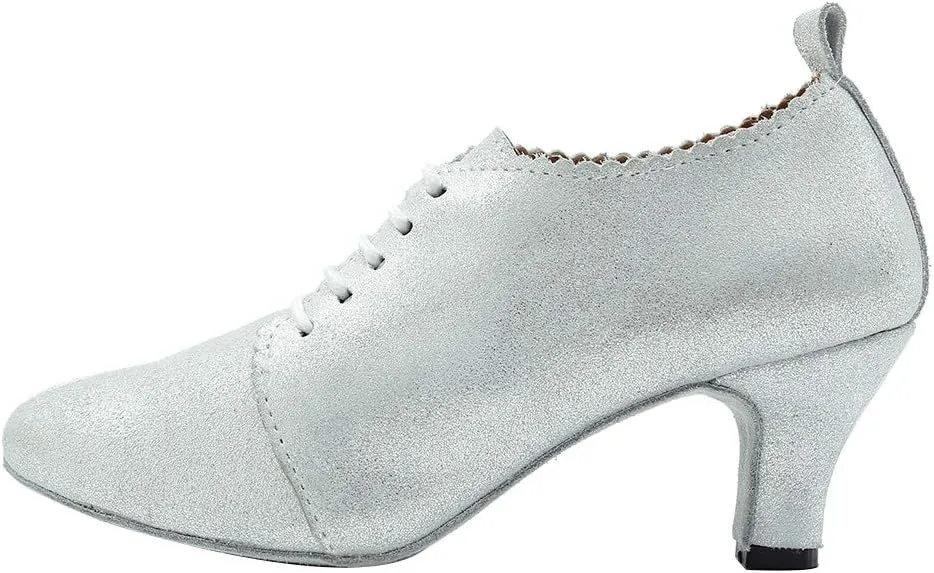 Women's Leather Closed Toe Modern Lace-up Latin Practice Professional Dance Shoes L229