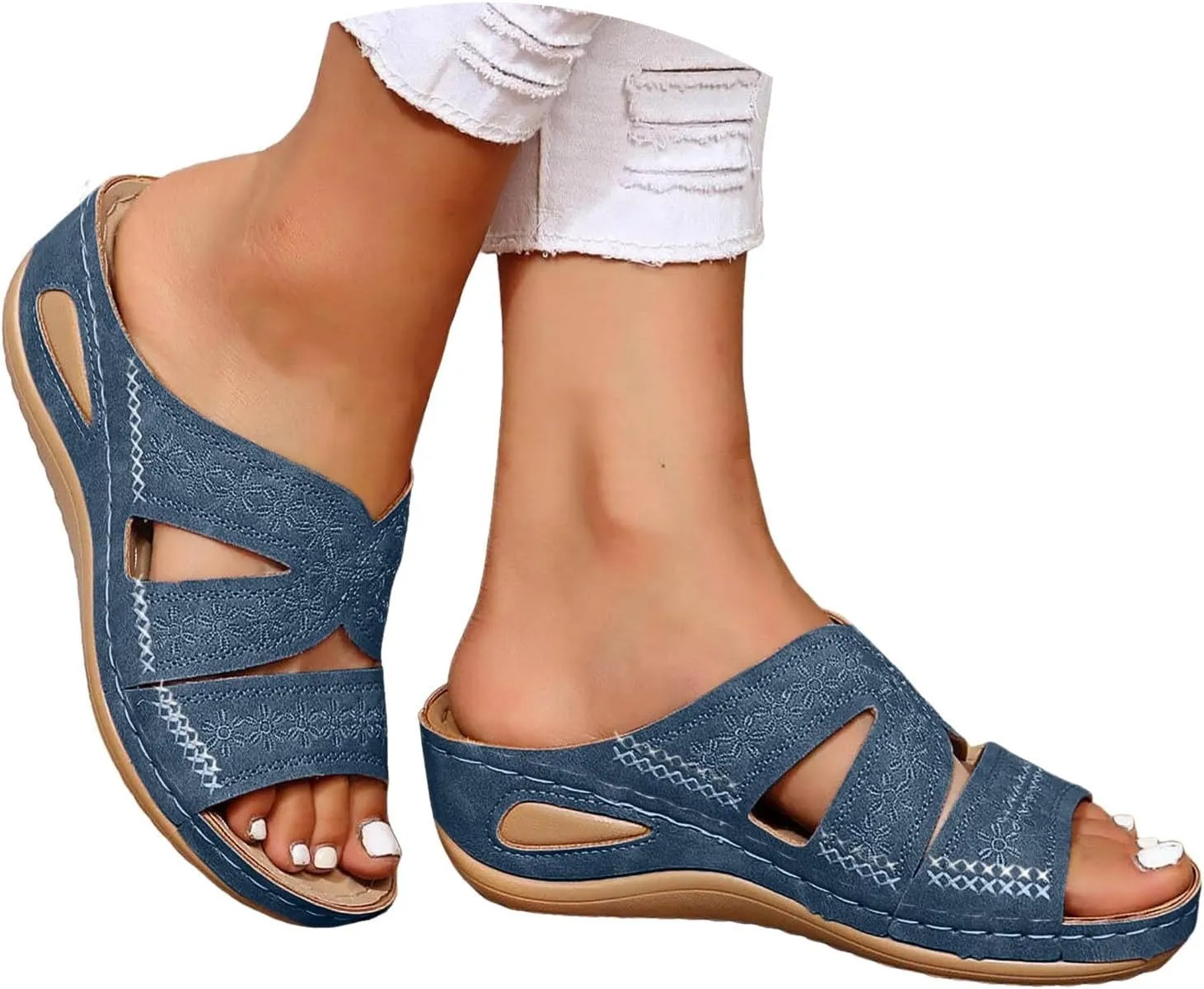 Womens Low Wedge Sandals Women's Comfortable Beach Sandals Walking Summer Beach Outdoor Water Sandals