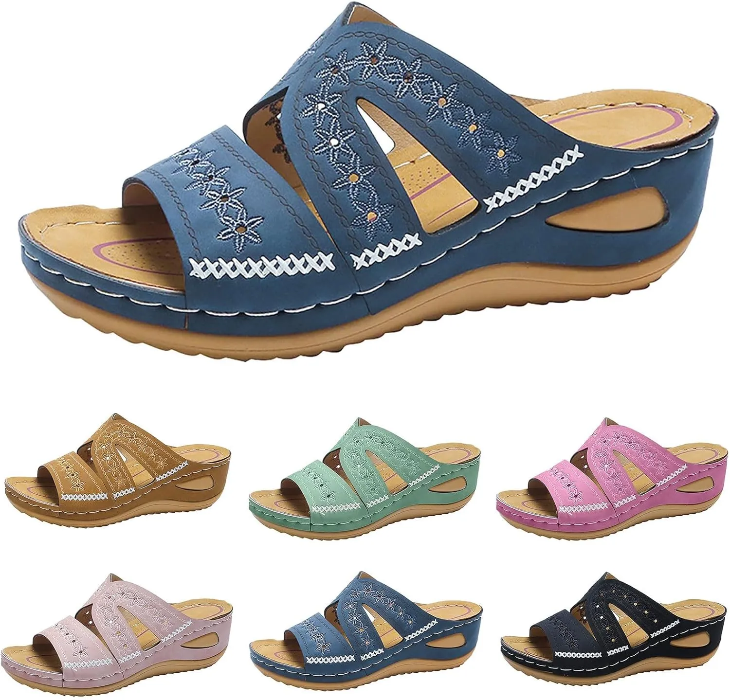 Womens Low Wedge Sandals Women's Comfortable Beach Sandals Walking Summer Beach Outdoor Water Sandals
