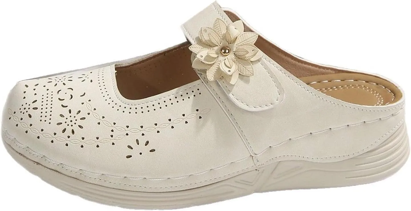 Women's Mules Closed Toe Women Wedge Sandals Summer Casual Slip On Wedge Sandal with Adjustable Hook Loop Dressy Comfortable Mules Shoes with Arch Support Breathable Walking Trendy Slippers