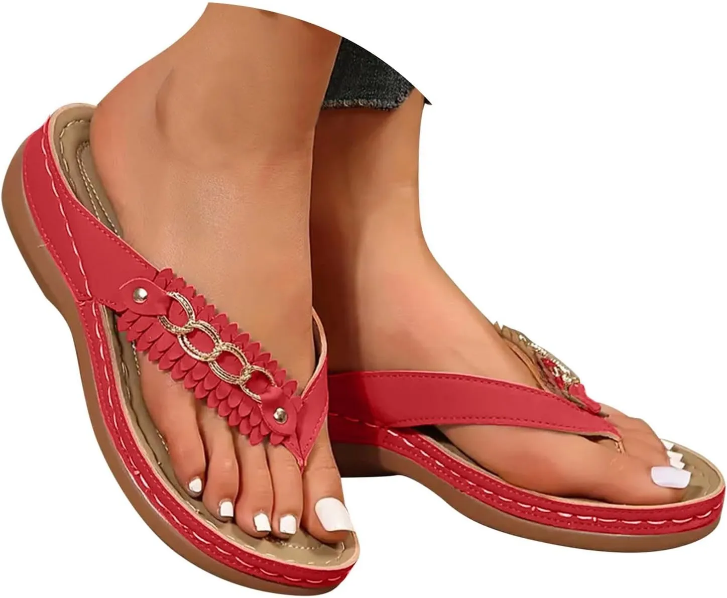 Women's Orthopedic Arch Support Sandals Comfortable Thong T-Strap Orthotic Casual Flat Cushion Flip Flops Recovery Walking for Women Slippers Plantar Fasciitis Bunion Wedge Slide Womens Beach Shoes
