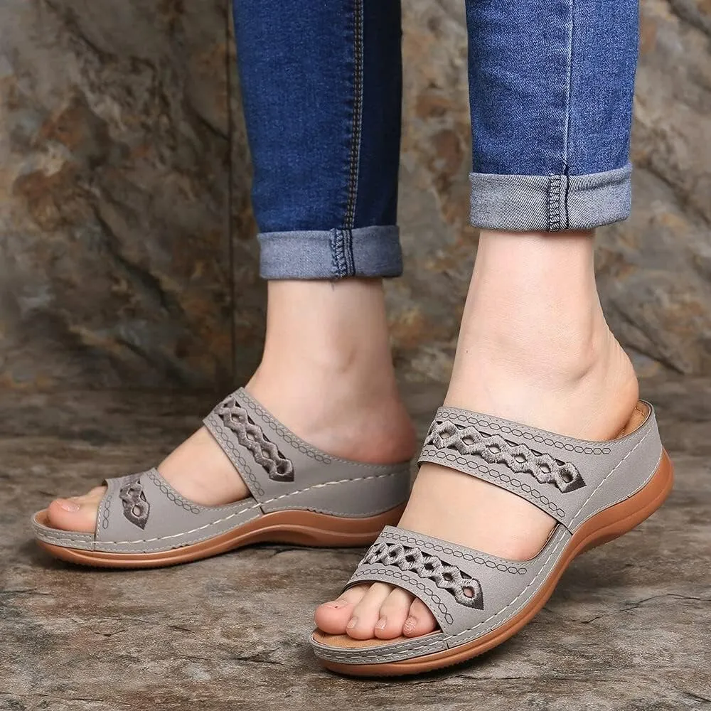 Womens Orthopedic Sandals Wide Width Open Toe Slip On Slides Casual Dressy Summer Beach Walking Platform Sandals