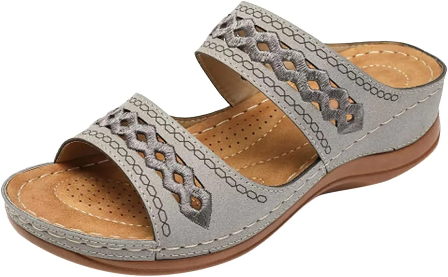 Womens Orthopedic Sandals Wide Width Open Toe Slip On Slides Casual Dressy Summer Beach Walking Platform Sandals