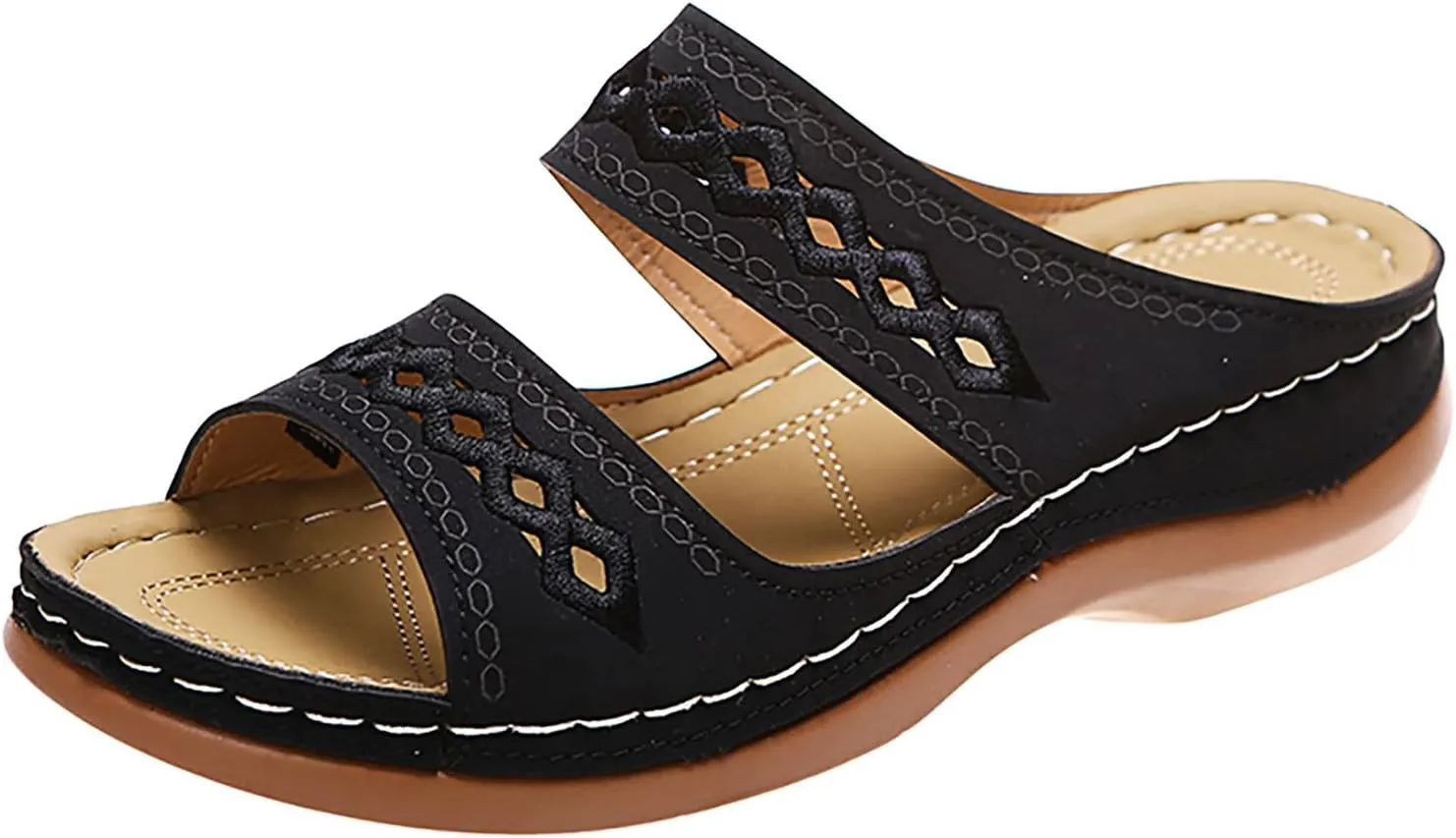 Womens Orthopedic Sandals with Arch Support Walking Shoes Comfortable Plantar Fasciitis Relief Adjustable Thick Sole Summer Beach Casual Outdoor Slides