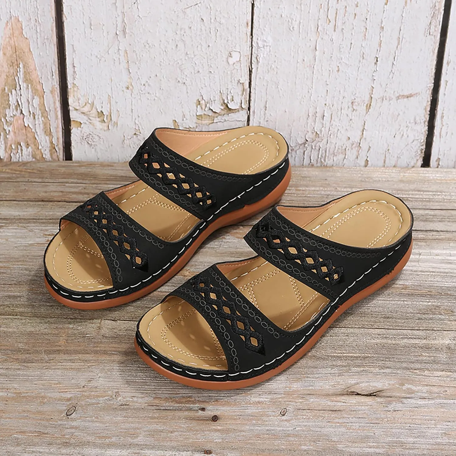 Womens Orthopedic Sandals with Arch Support Walking Shoes Comfortable Plantar Fasciitis Relief Adjustable Thick Sole Summer Beach Casual Outdoor Slides
