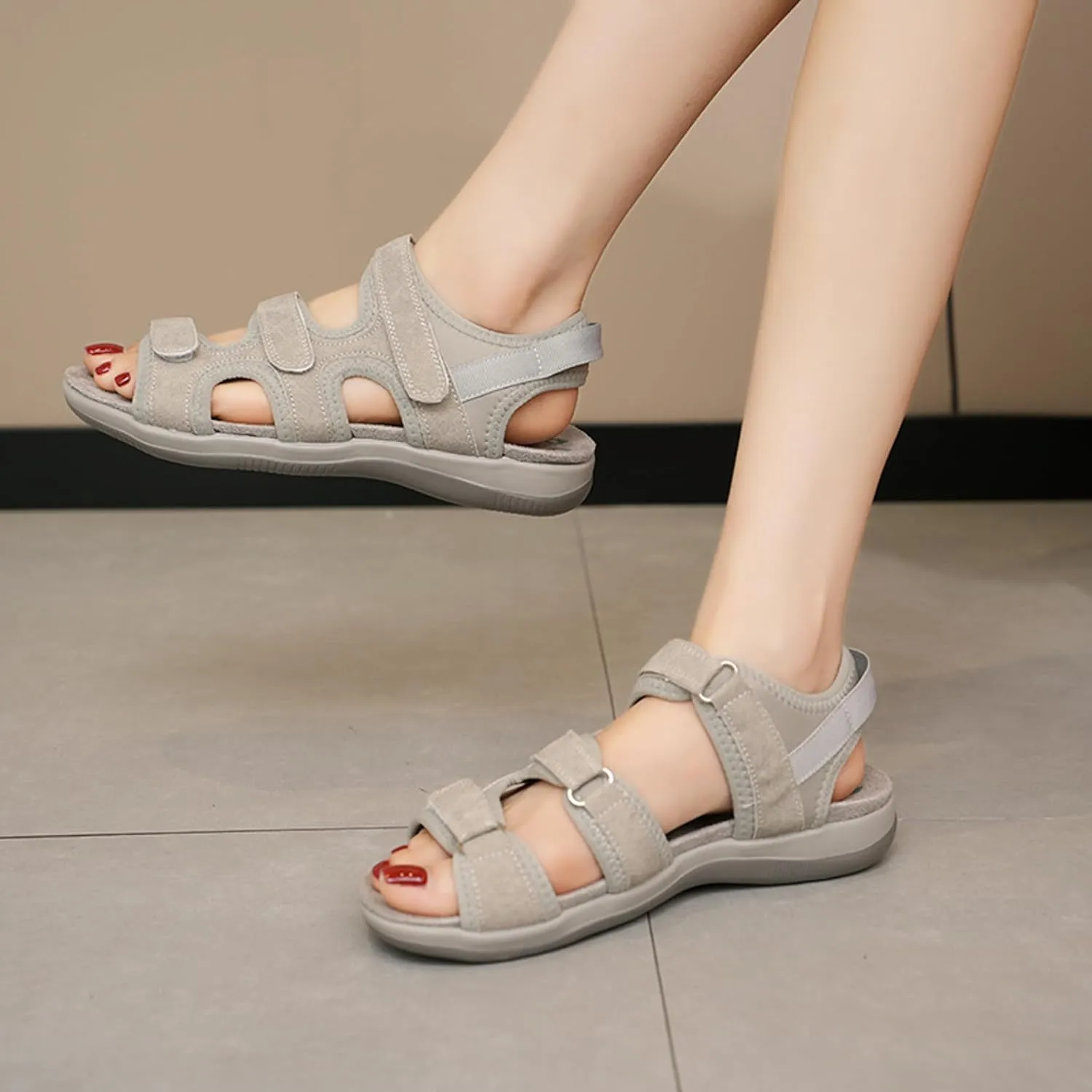 Women's Orthopedic Wide Sandals Strappy Arch Support Flat Sandals Dressy Summer Comfortable Platform Wedge Sandals Shoes