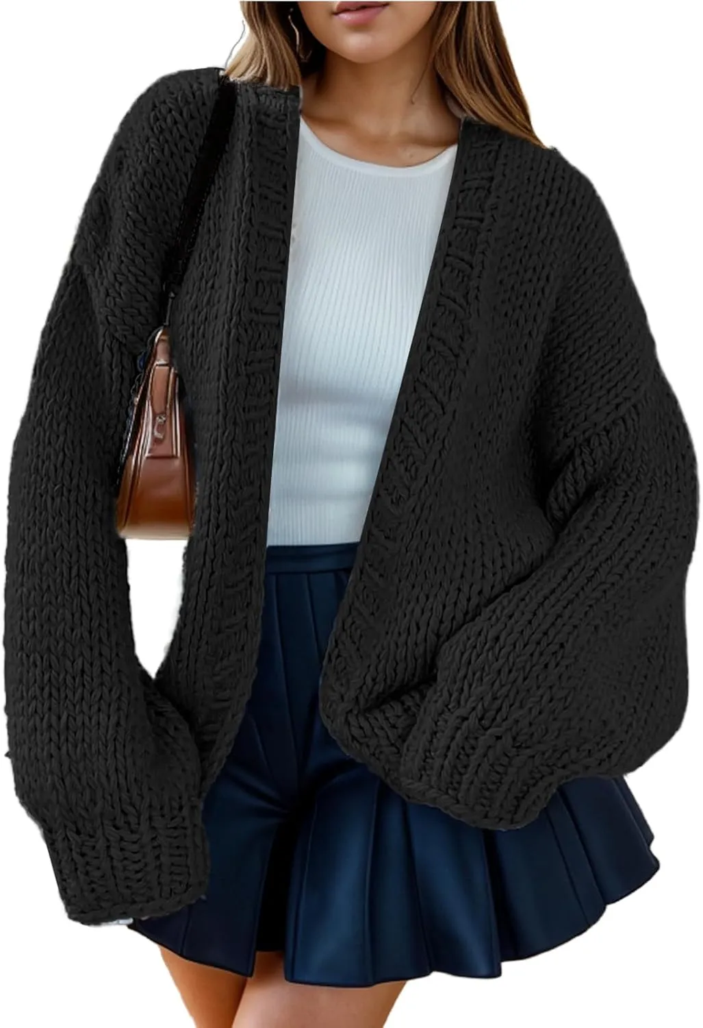 Women's Oversized Open Front Chunky Cardigans Sweaters Long Sleeve Knitted Jackets Tops