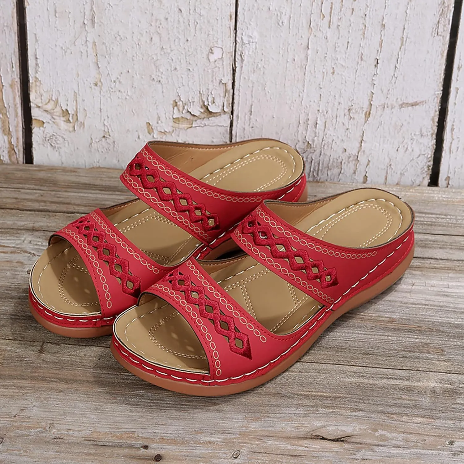 Womens Platform Espadrille Wedge Sandals Bohemian Slip On Slides Open Toe Summer Beach Casual Shoes Comfortable Ankle Strap Dressy Footwear Orthopedic Shoes for Women