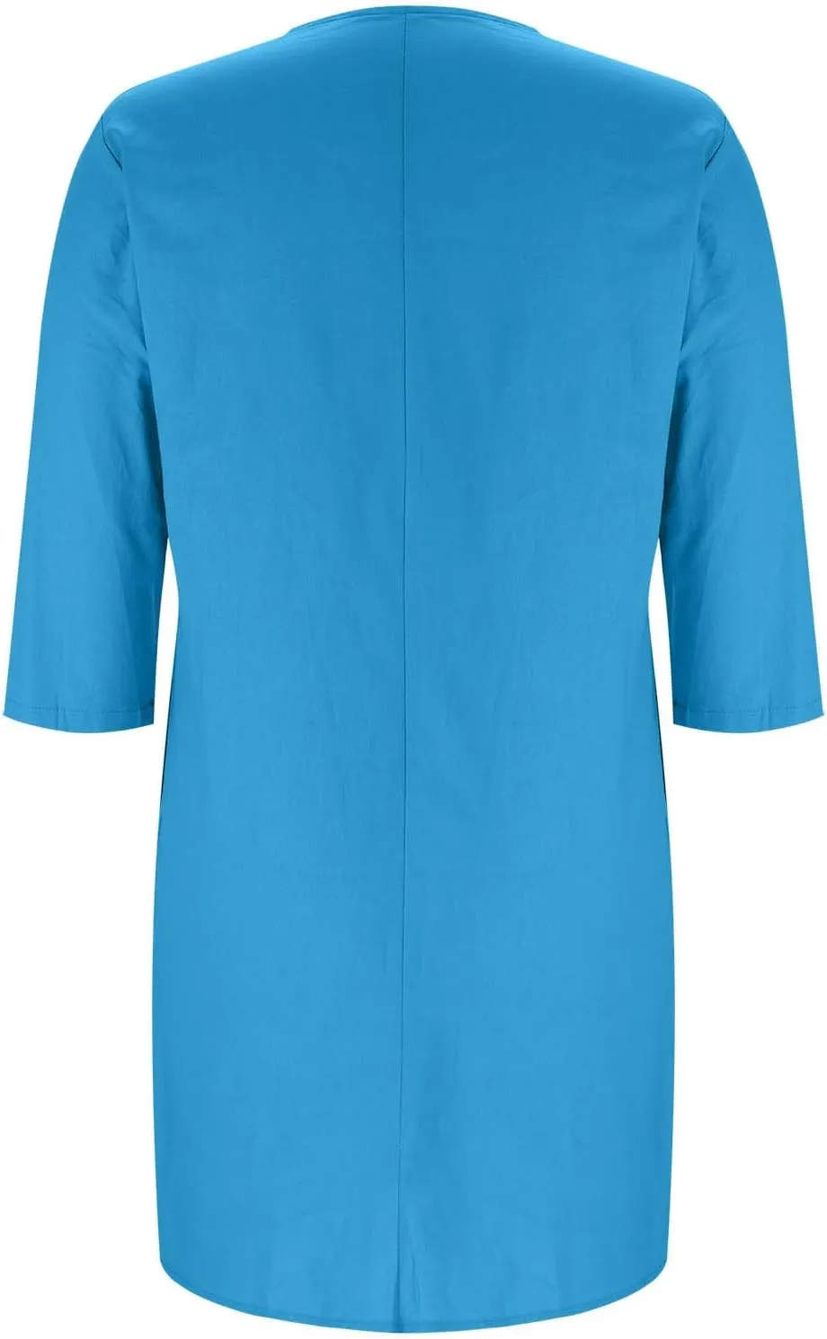Womens Plus Size Linen Midi Dresses Summer Trendy 3/4 Sleeve Dresses Casual Loose Side Split V Neck T Shirt Dress