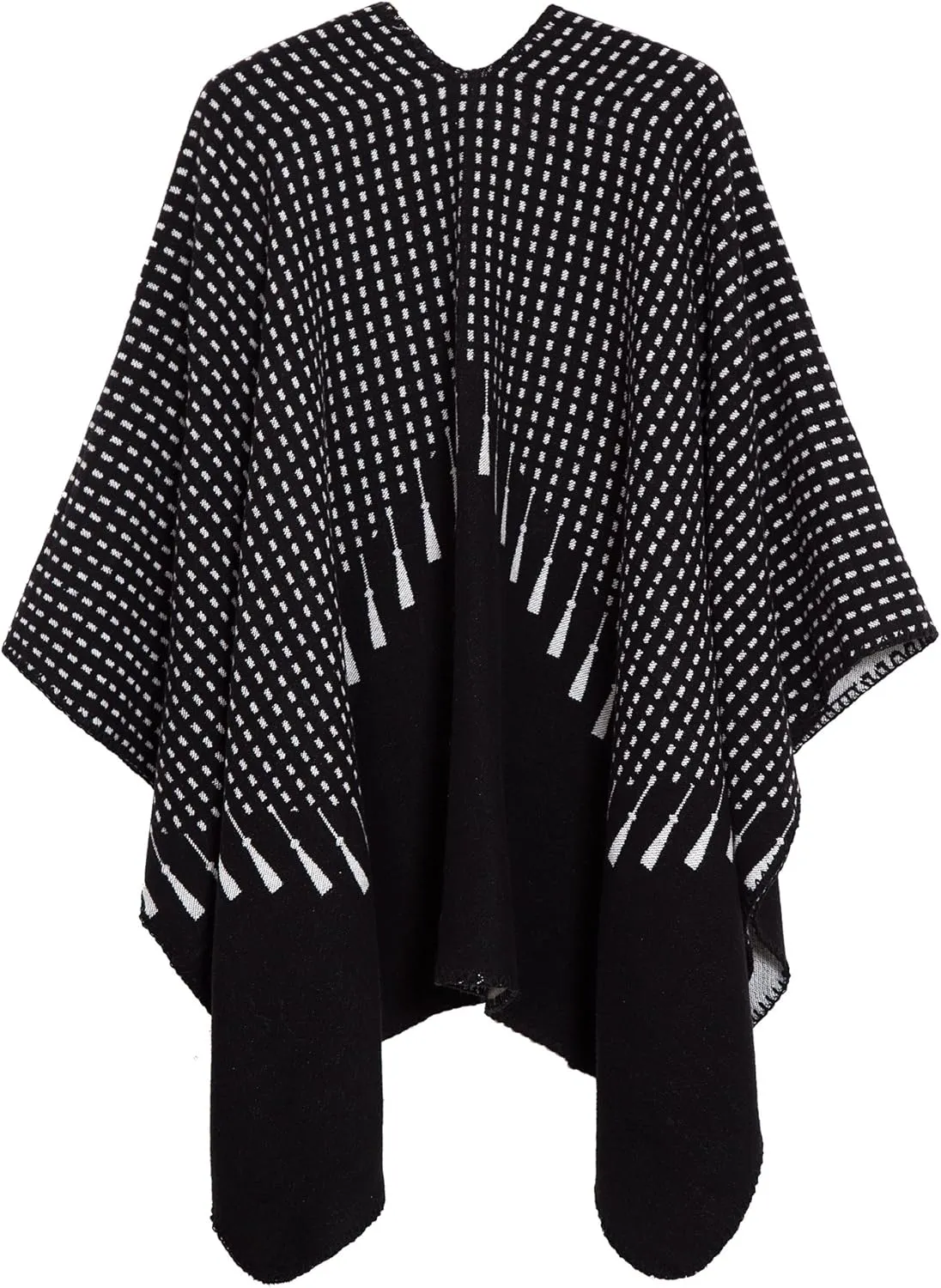 Womens Retro Warm Shawls Poncho Cape Floral Printed Open Front Cardigans Sweater