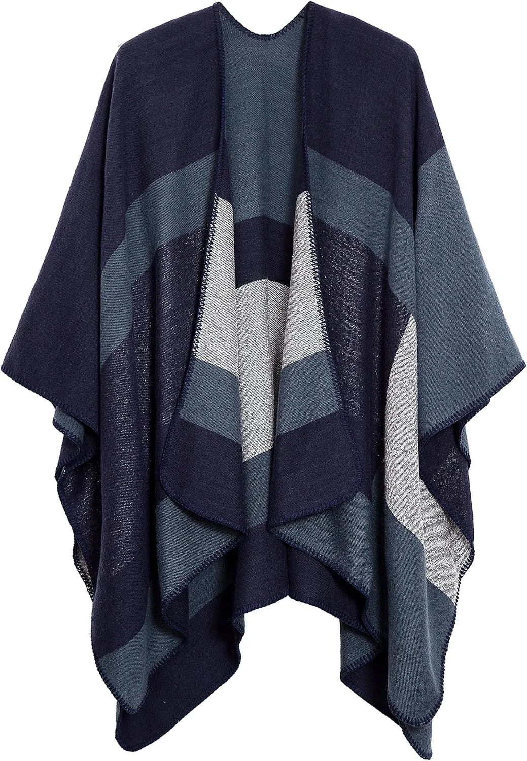 Womens Retro Warm Shawls Poncho Cape Floral Printed Open Front Cardigans Sweater