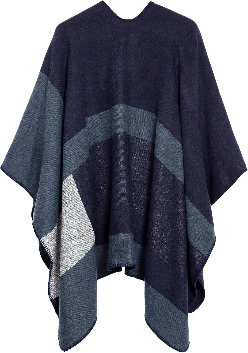 Womens Retro Warm Shawls Poncho Cape Floral Printed Open Front Cardigans Sweater