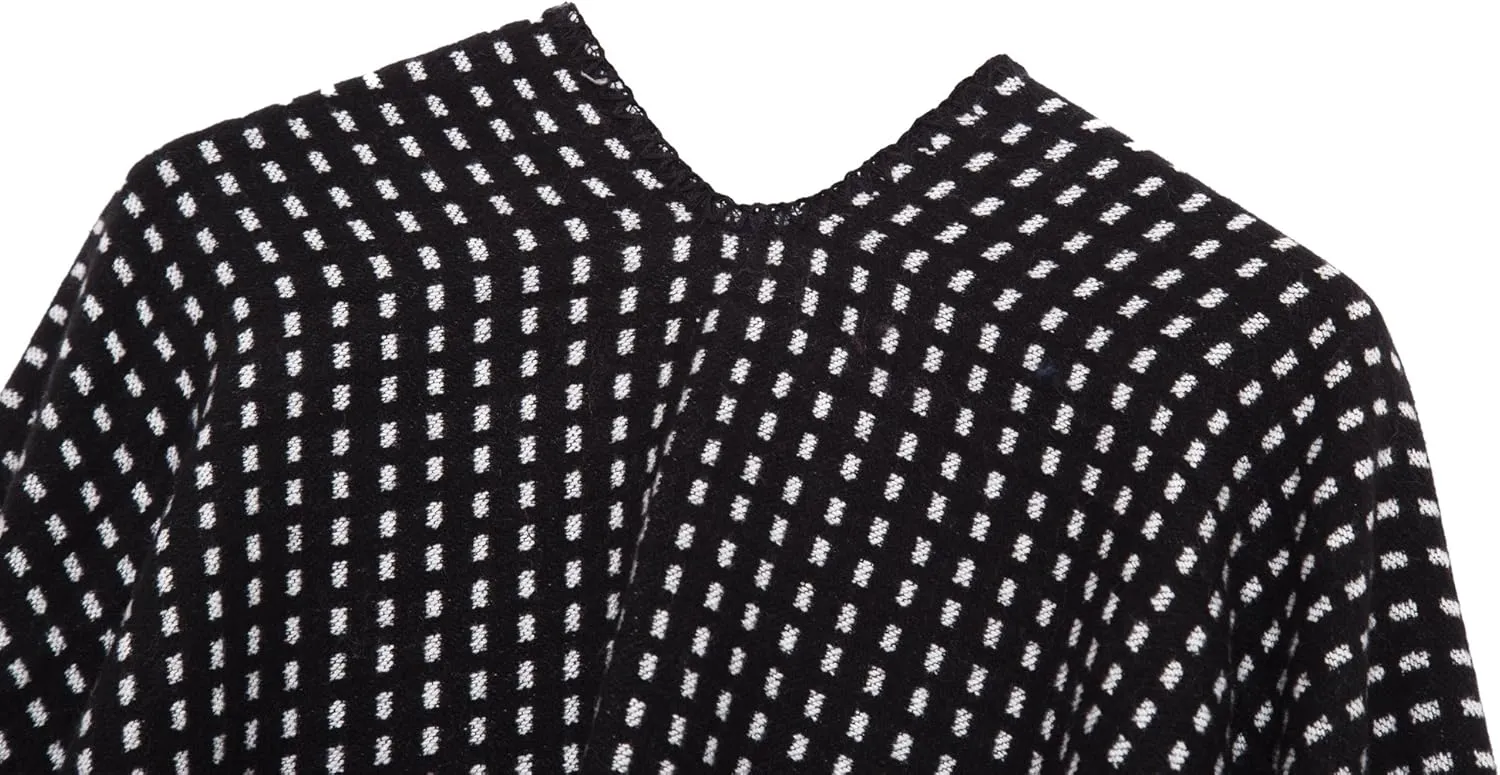Womens Retro Warm Shawls Poncho Cape Floral Printed Open Front Cardigans Sweater