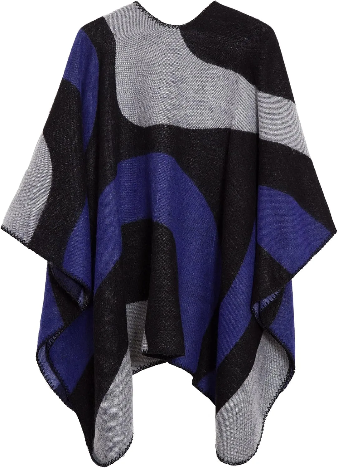 Womens Retro Warm Shawls Poncho Cape Floral Printed Open Front Cardigans Sweater