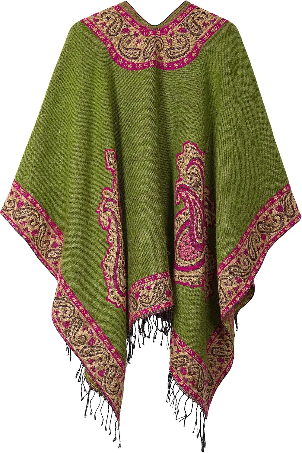 Womens Retro Warm Shawls Poncho Cape Floral Printed Open Front Cardigans Sweater