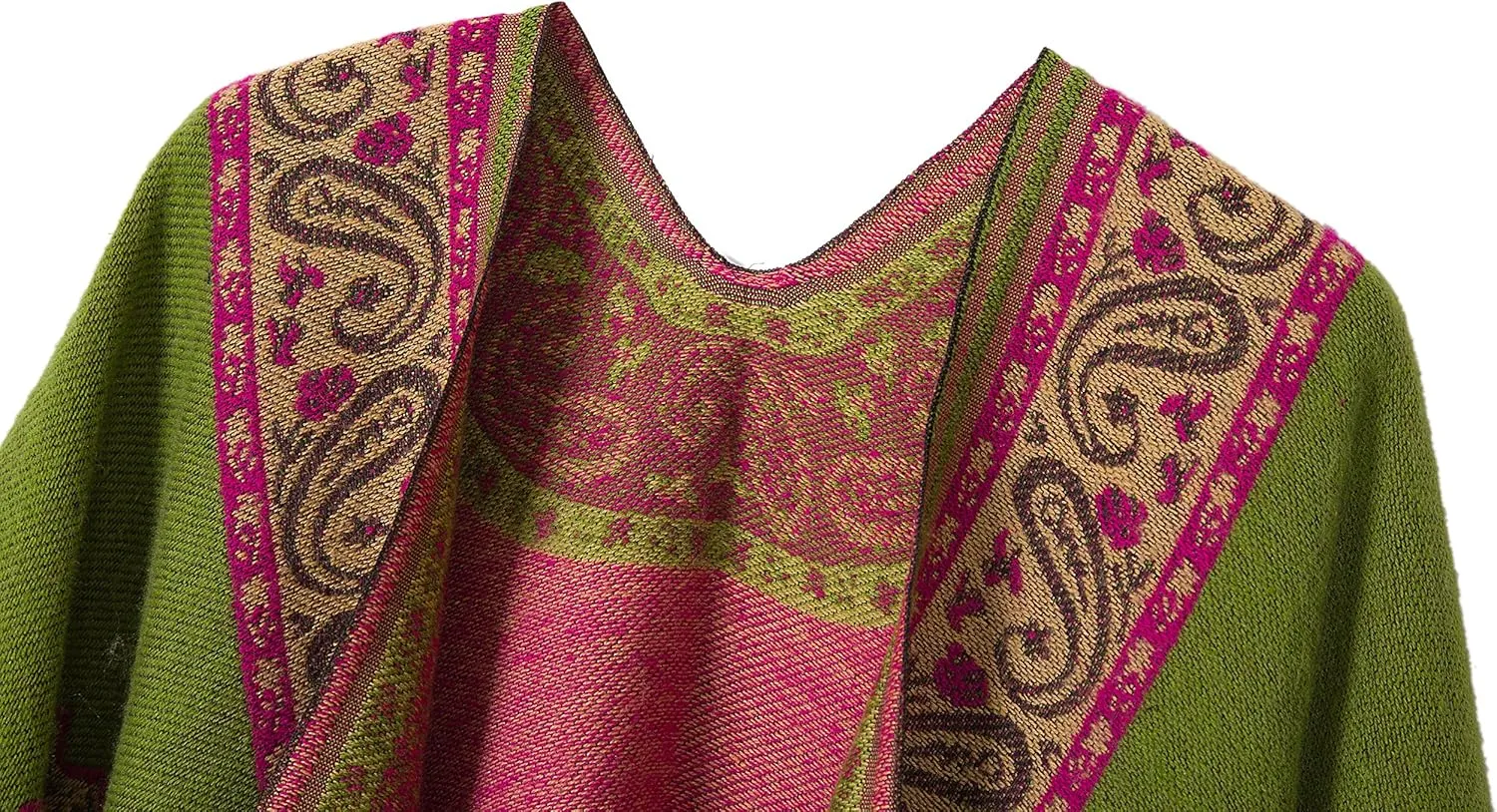 Womens Retro Warm Shawls Poncho Cape Floral Printed Open Front Cardigans Sweater