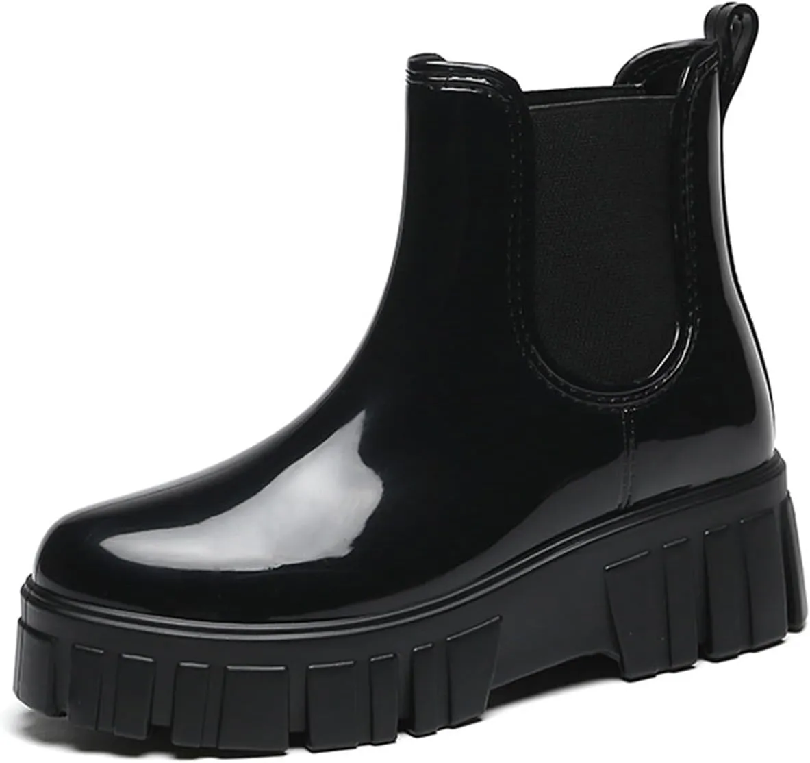 Women's Short Rain Boots Outdoor Non-Slip Work Boots Garden Boots Comfortable Lightweight Waterproof Rain Boots (Black,8)