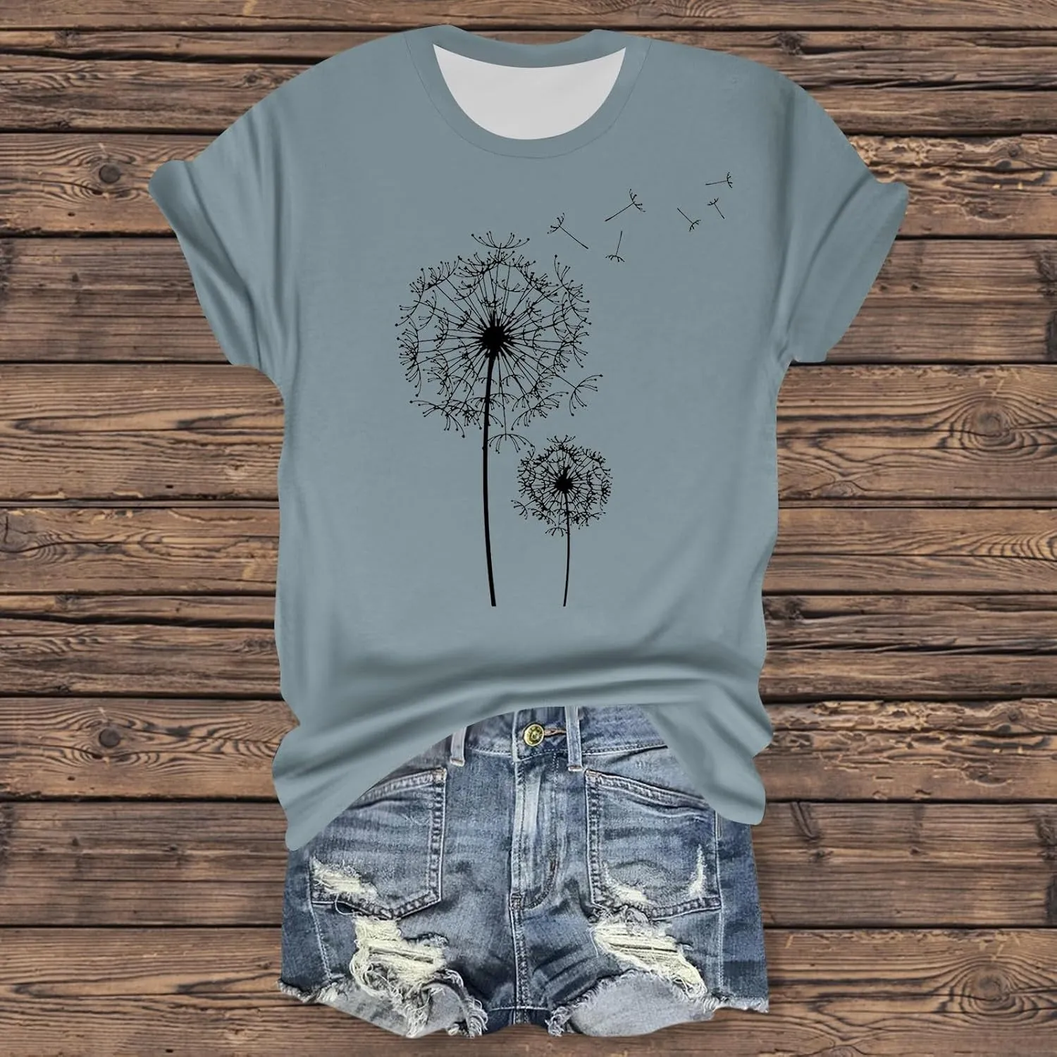 Womens Short Sleeve Tops Casual Printed Sunflower Shirts Floral Loose Tees T Shirt Boho Round Neck Blouse Pullover