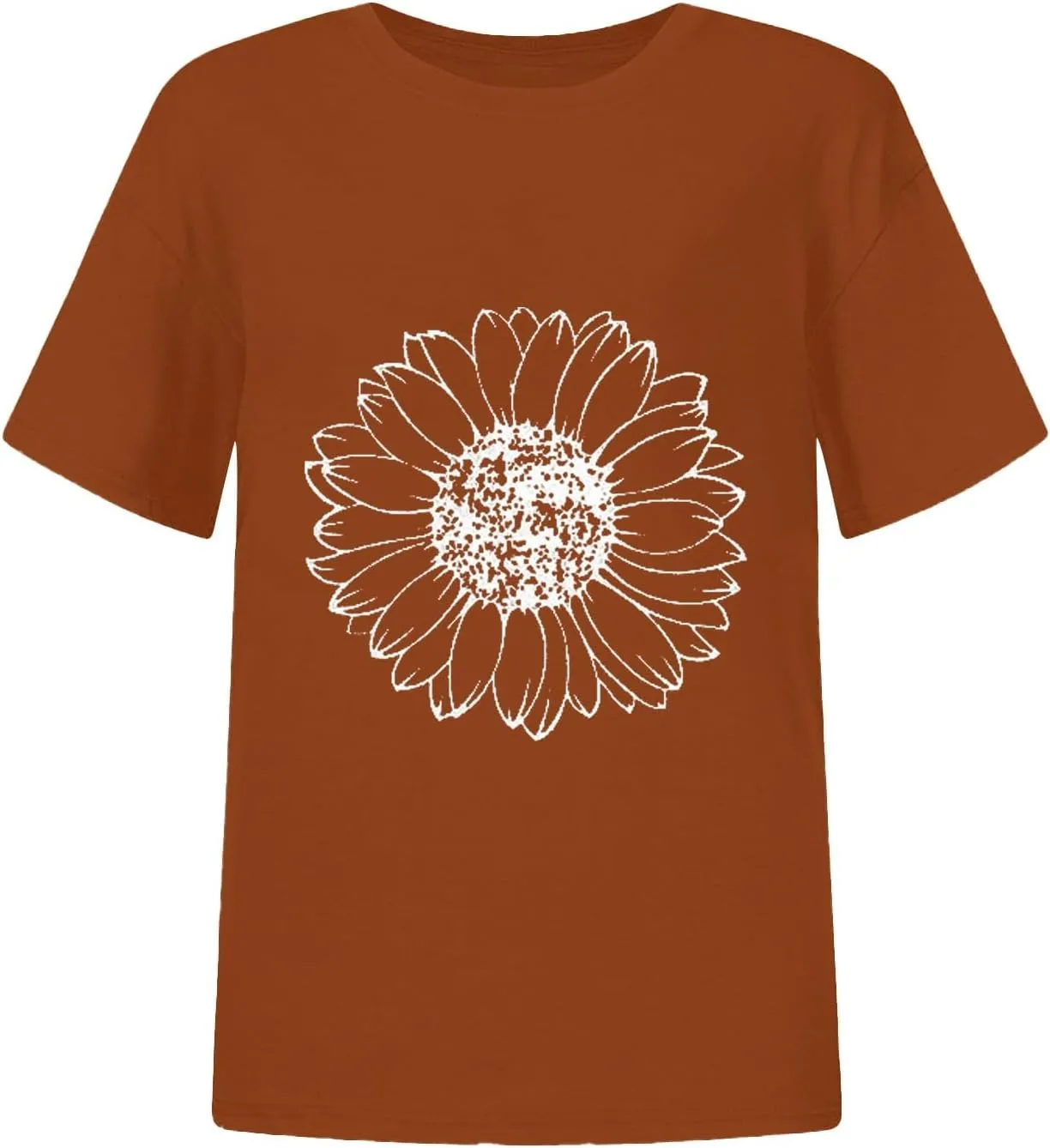 Womens Short Sleeve Tops Casual Printed Sunflower Shirts Floral Loose Tees T Shirt Boho Round Neck Blouse Pullover